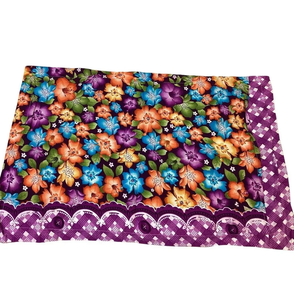 Handmade Pair of Standard Size Tropical Floral Lily Cotton Blend Pillow Shams